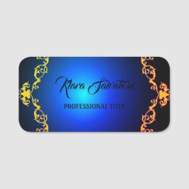 Etiqueta De Nome Azul E Dourado Adoráveis