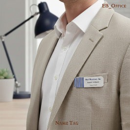 Etiqueta De Nome Azul Marinho Chic & Listras Brancas Executivo de B
