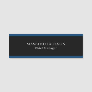 Etiqueta De Nome Azul Preto Moderno Simples Minimalista Profissiona