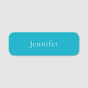 Etiqueta De Nome Azure Blue Trendy Modern Minimalist Name