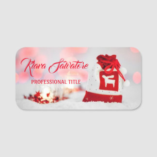 Etiqueta De Nome Bag Red Gift de Natal Moderno