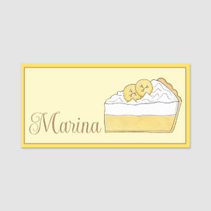 Etiqueta De Nome Banana Cream Pie Slice Dessert Baking Comida