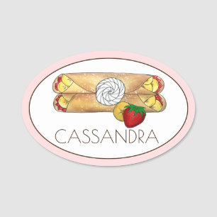 Etiqueta De Nome Banana Strawberry Crêpes Comida Francesa Cuisine C