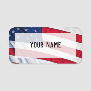 Etiqueta De Nome Bandeira Americana