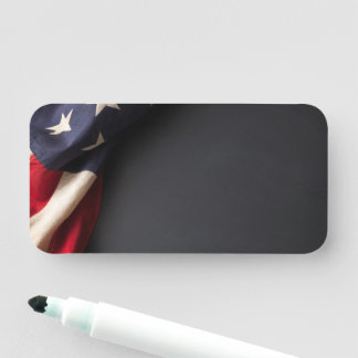 Etiqueta De Nome Bandeira Americana em um Quadro