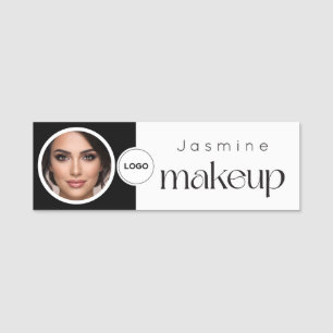Etiqueta De Nome Beleza Preto E Branco Profissional MUA Código Qr F