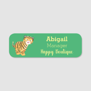 Etiqueta De Nome Bicho de tigre feliz e bonito