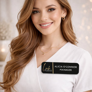 Etiqueta De Nome Black & Gold Beauty Name Tag Crachá de Luxo