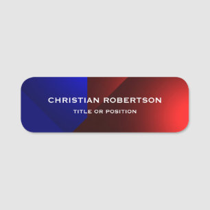 Etiqueta De Nome Blue Red Modern Simple Business