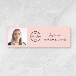 Etiqueta De Nome Blush Pink Script Logo Photo Makeup