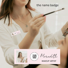 Etiqueta de Nome Blush Rosa Logotipo Foto Maquiage