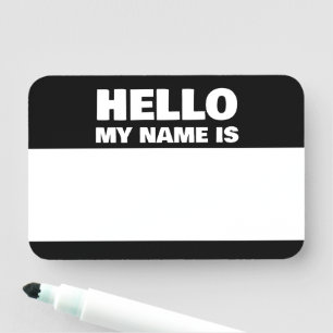 Etiqueta De Nome Bold Font Black and White Hello Meu nome é