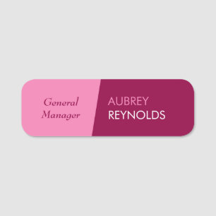Etiqueta De Nome Bold Modern Feminine Pink Professional