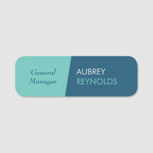 Etiqueta De Nome Bold Modern Teal Blue Empresa Profissional