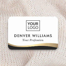 Etiqueta De Nome Borda de gradação de ouro preto do logotipo adicio