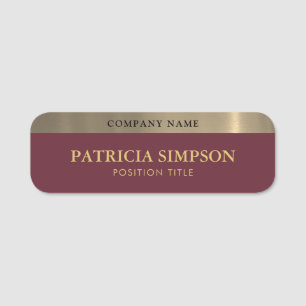 Etiqueta De Nome Bordeaux Dark Red e Dourado: Real Luxo e Estilo