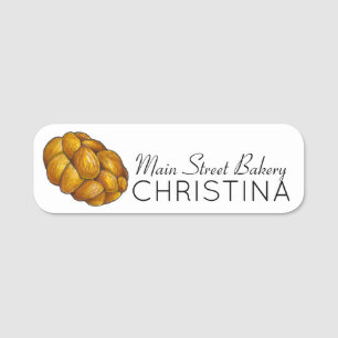 Etiqueta De Nome Braided Challah Bread Loaf Jewery Bakery Hanukkah