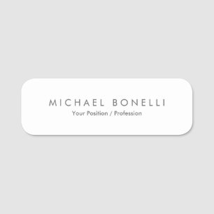 Etiqueta De Nome Branco moderno elegante minimalista simples
