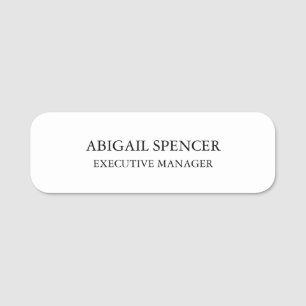 Etiqueta De Nome Branco preto simples e comum clássico