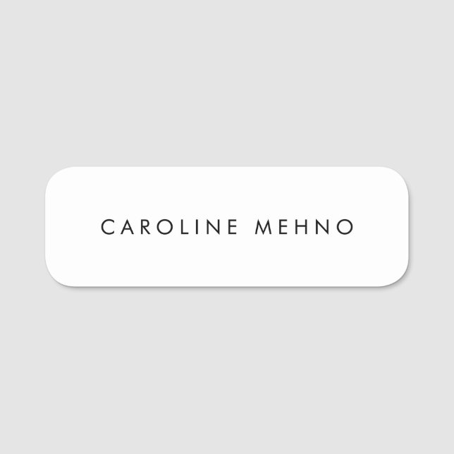 Etiqueta De Nome Branco simples (Frente)