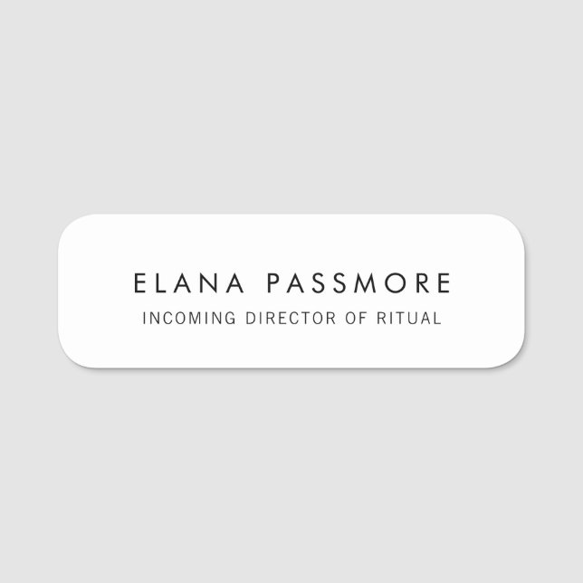 Etiqueta De Nome Branco simples (Frente)