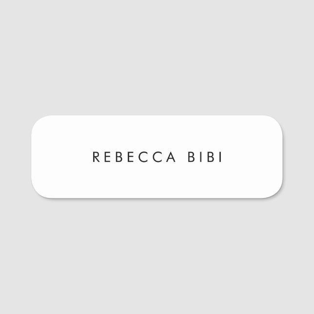Etiqueta De Nome Branco simples (Frente)