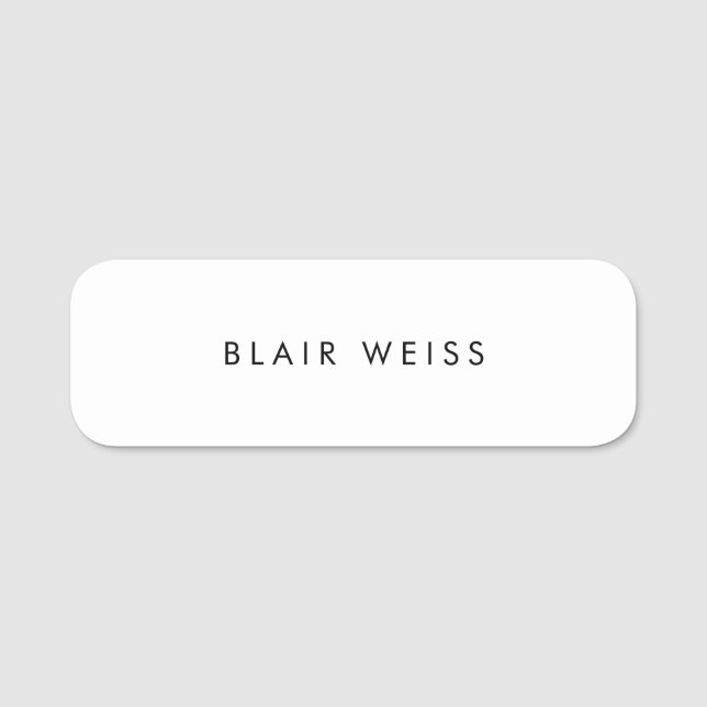 Etiqueta De Nome Branco simples (Frente)