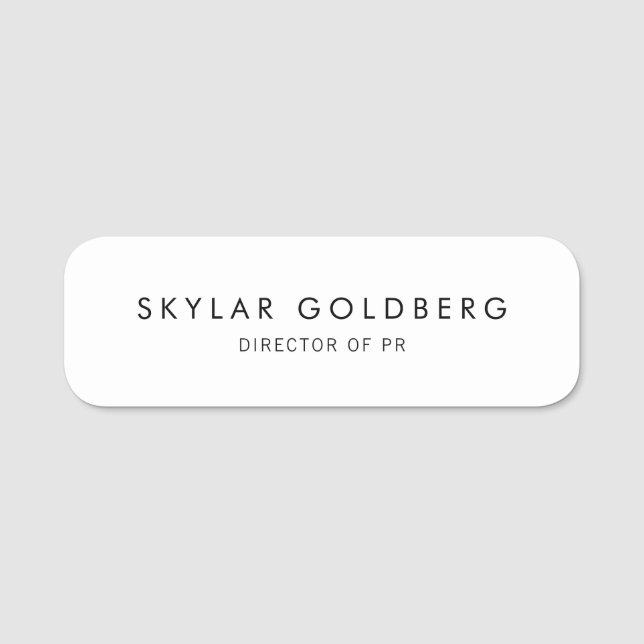 Etiqueta De Nome Branco simples (Frente)