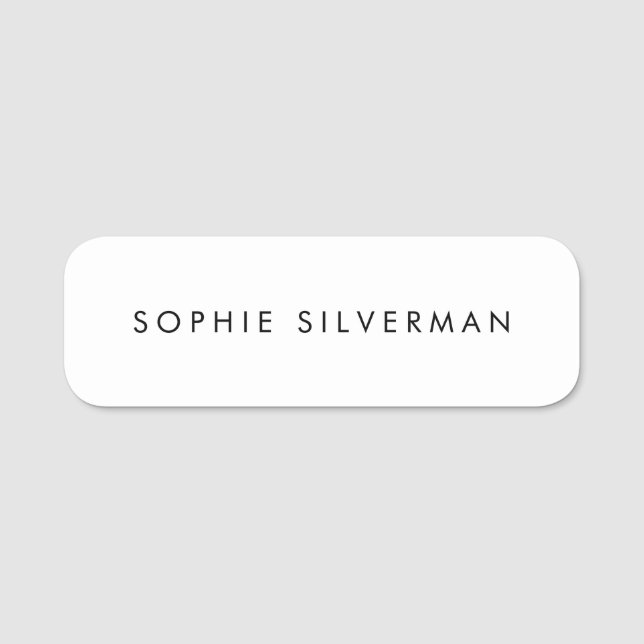 Etiqueta De Nome Branco simples (Frente)