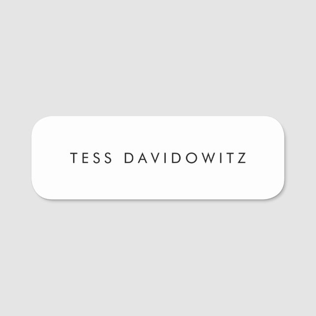 Etiqueta De Nome Branco simples (Frente)