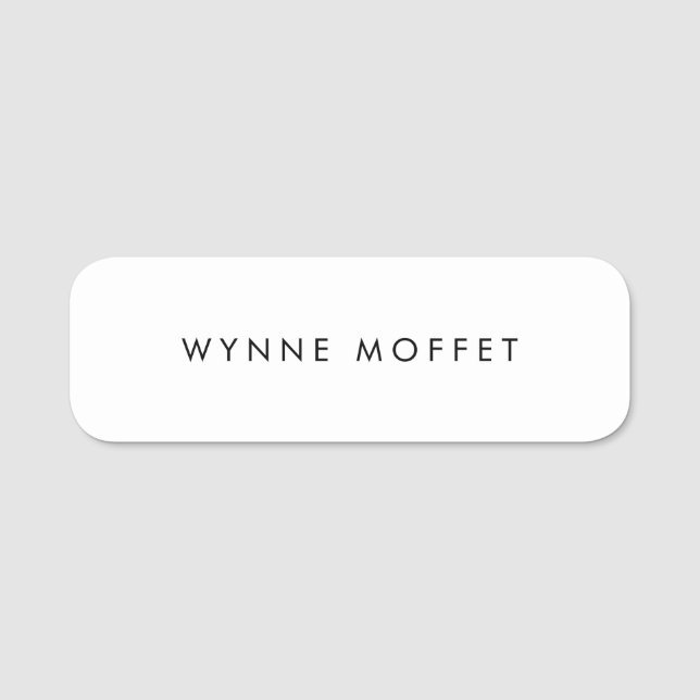 Etiqueta De Nome Branco simples (Frente)