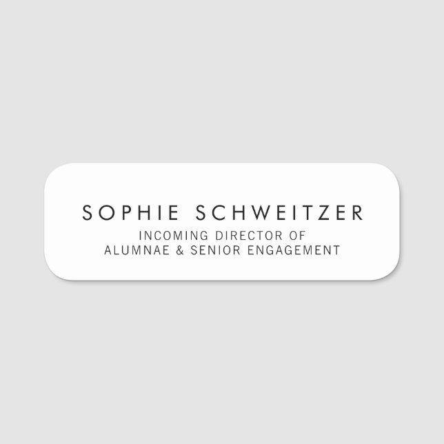 Etiqueta De Nome Branco simples (Frente)