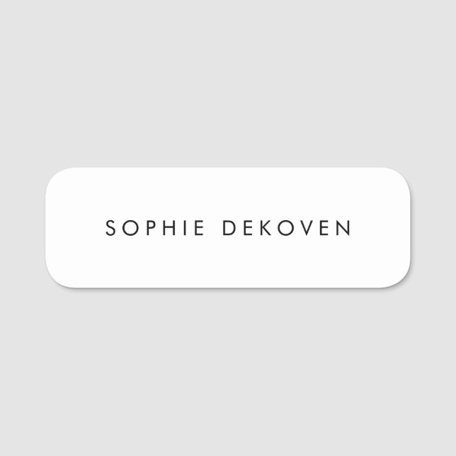 Etiqueta De Nome Branco simples (Frente)