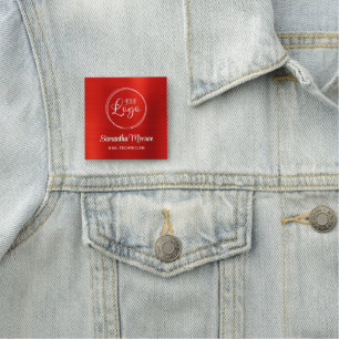 Etiqueta De Nome Brilhante Vermelho Mostre o logotipo da sua empres