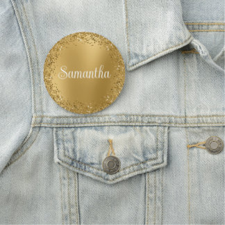 Etiqueta De Nome Brilho Dourado Circular Difuso