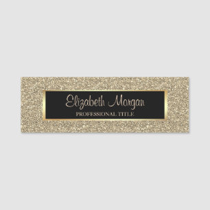 Etiqueta De Nome Brilho Dourado na moda à moda elegante, quadro
