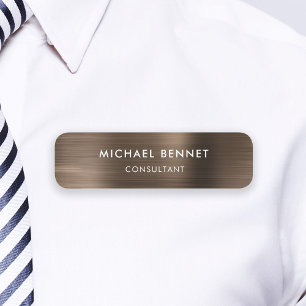 Etiqueta De Nome Bronze Brown Metalical Professional Business