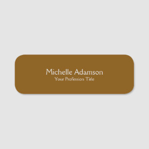 Etiqueta De Nome Brown Professional Plain Modern