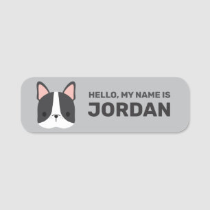 Etiqueta De Nome Bulldog Francês Bonito com Nome Personalizado