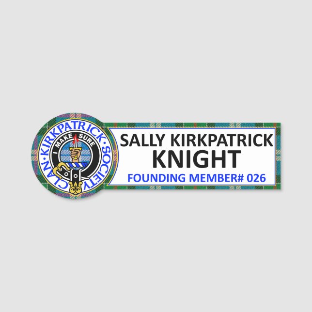 Etiqueta De Nome Cadalete de Nome Sally Kirkpatrick Knight CKS (Frente)