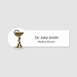 Etiqueta De Nome Caduco Branco da Cobra de Higieia Médica de Bronze