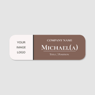 Etiqueta De Nome Café Brown & White: LOGOTIPO Empresarial Elegante