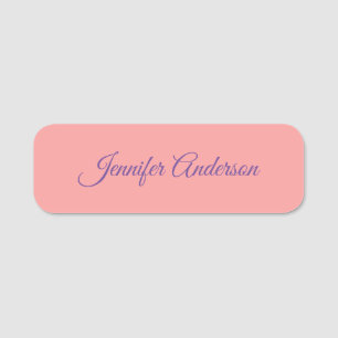Etiqueta De Nome Calliografia Nome Personalizado Elegante Pastel Ve
