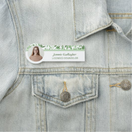 Etiqueta De Nome Calm Soft Green Greenery Round ID Foto