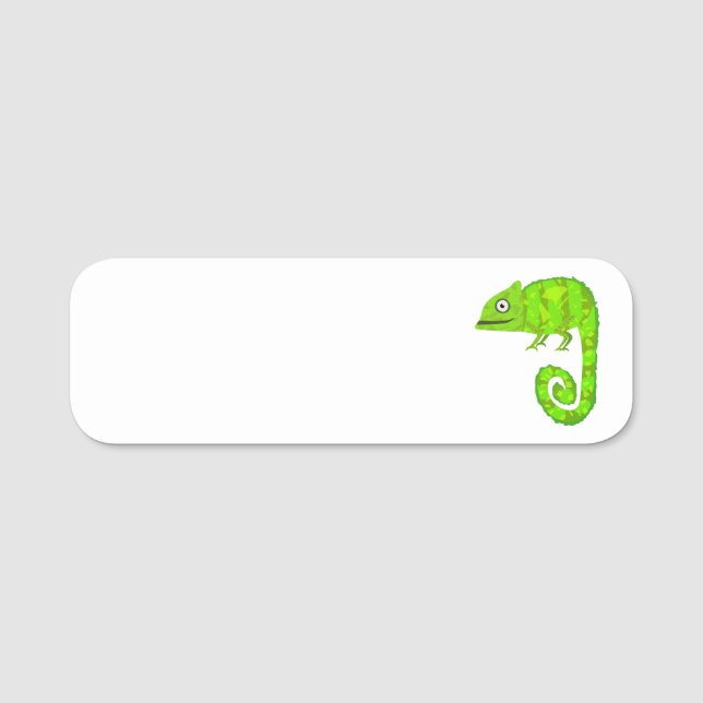 Etiqueta De Nome Camaleão verde fofo (Frente)