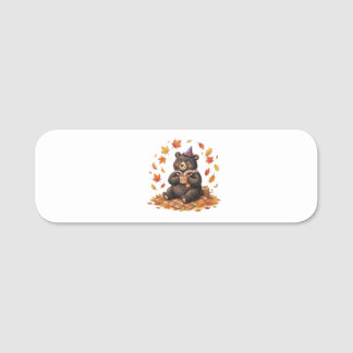 Etiqueta De Nome Camiseta de outono aconchegante do urso de especia