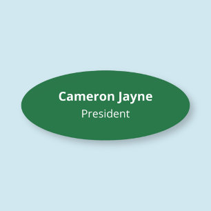 Etiqueta De Nome Caráter de Empresa Verde Oval com Cargo Magnético