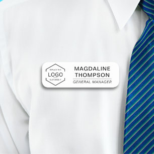 Etiqueta De Nome Cargo de Logotipo - Branco Preto - Título