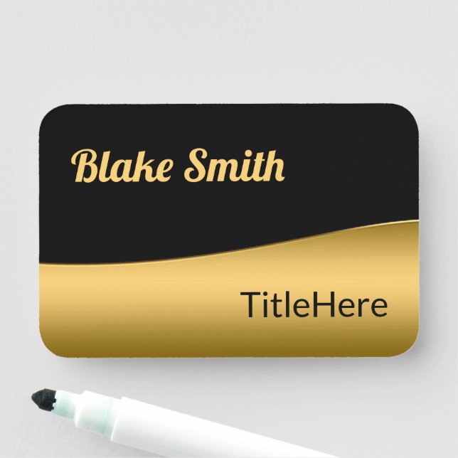 Etiqueta De Nome Cargo de título preto e dourado (In Situ)
