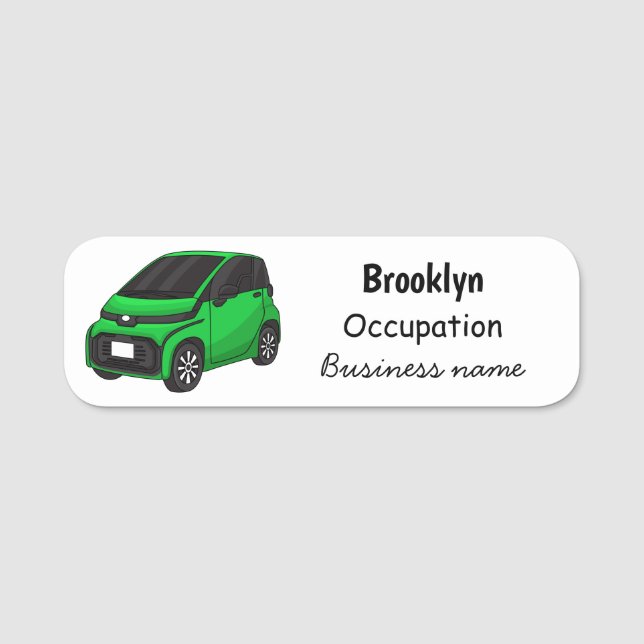 Etiqueta De Nome Carro verde e fino (Frente)